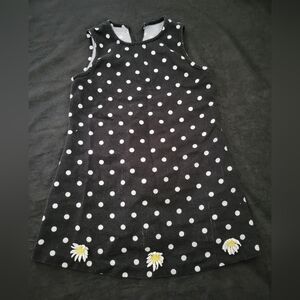 Just Kids Girls Polka Dot Black & White Daisy Embellished Dress